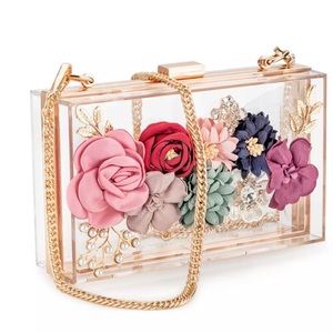 Transparent Clear Flower Clutch
